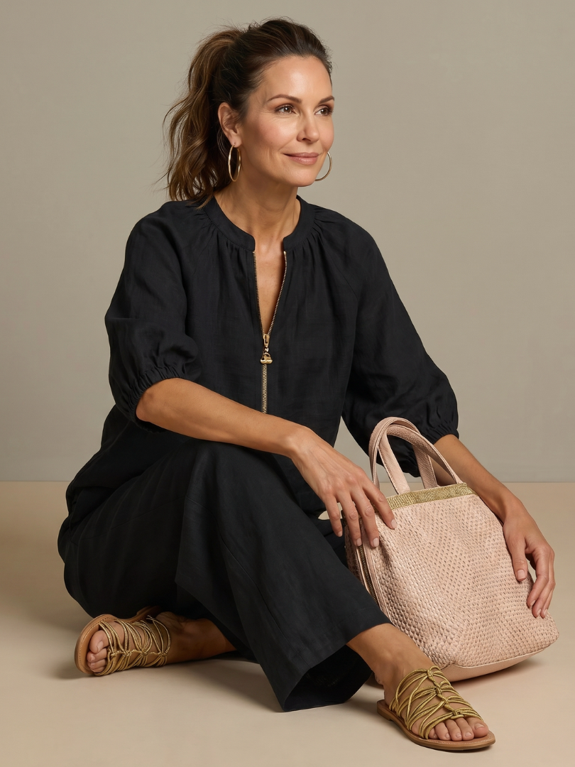 Nadia | Blouson Top Set – Leichte Bluse mit weitem Bein