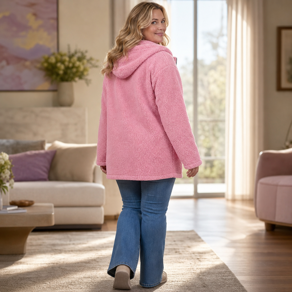 Cozelle | Plush Hooded Oversized Zip-Up Jacket