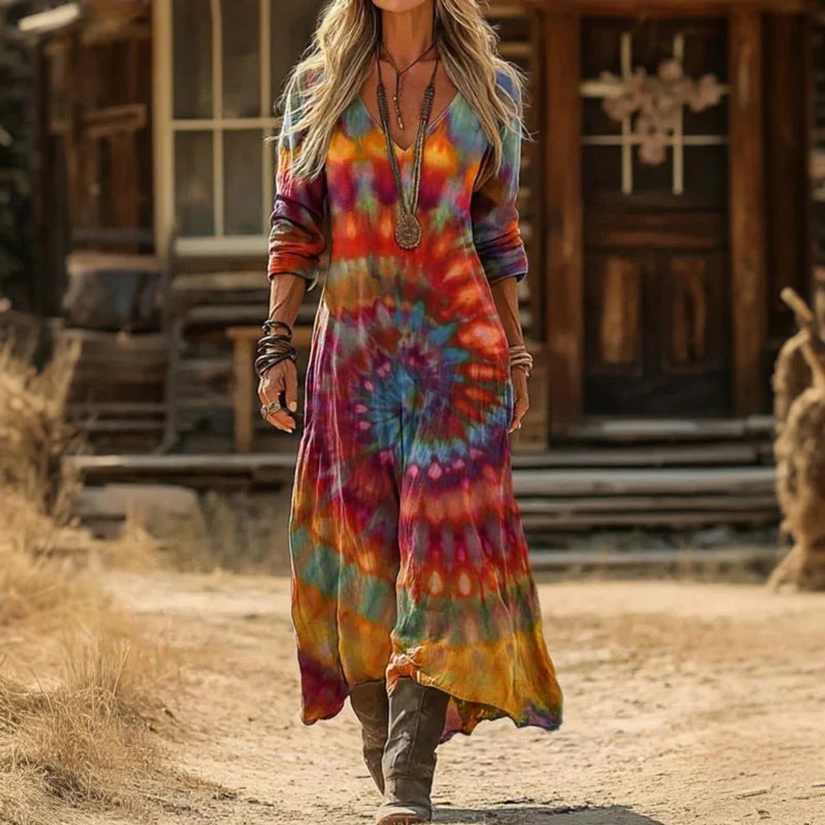 Clara | Zeitlose böhmische Romantik mit dem Langarm Maxikleid