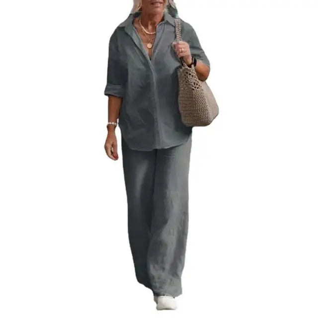 Mia | Luftiges und elegantes Damen Leinen Zweiteiler Set
