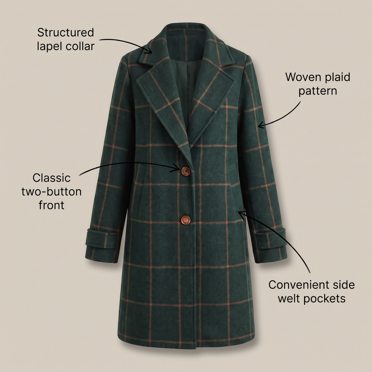 Koralle | Checkered Coat – Klassisches Design für jeden Anlass