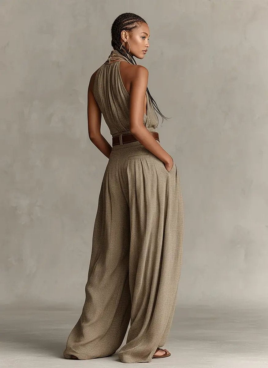 Greta | Damen Jumpsuit – Weites Bein mit Gürtel