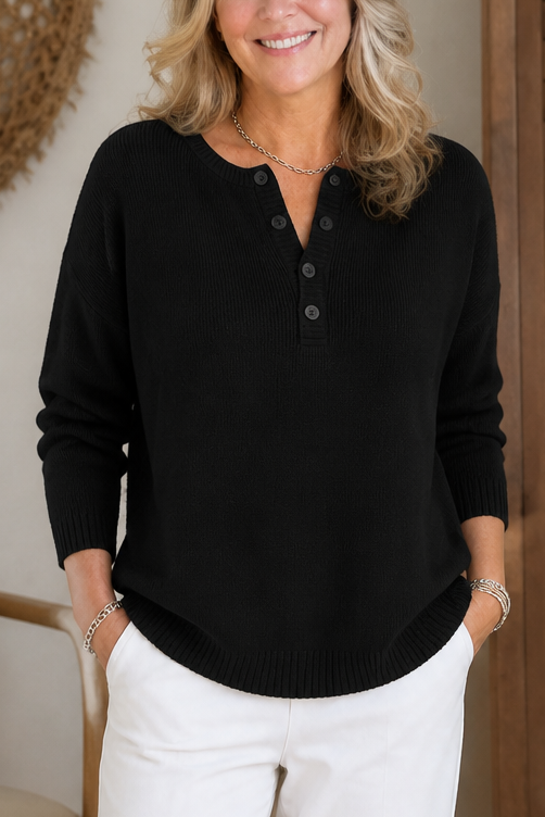 Wearbella | Knit Sweater – V-Hals met Knopen voor Dames