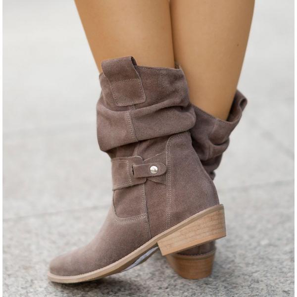 Juliane | Lässige Slouch Stiefeletten mit niedrigem Blockabsatz