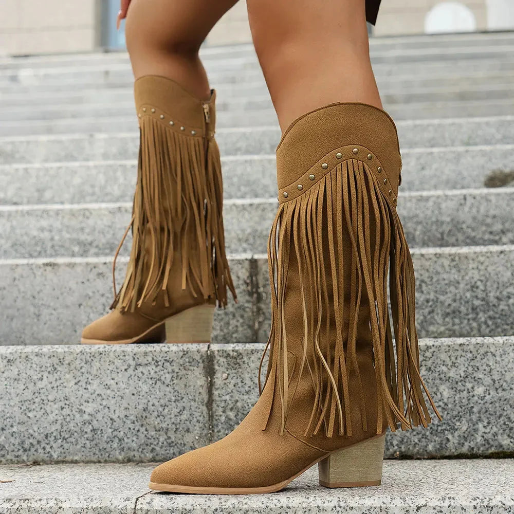 Katharina | Trendige und klassische weitem Schaft Cowboystiefel