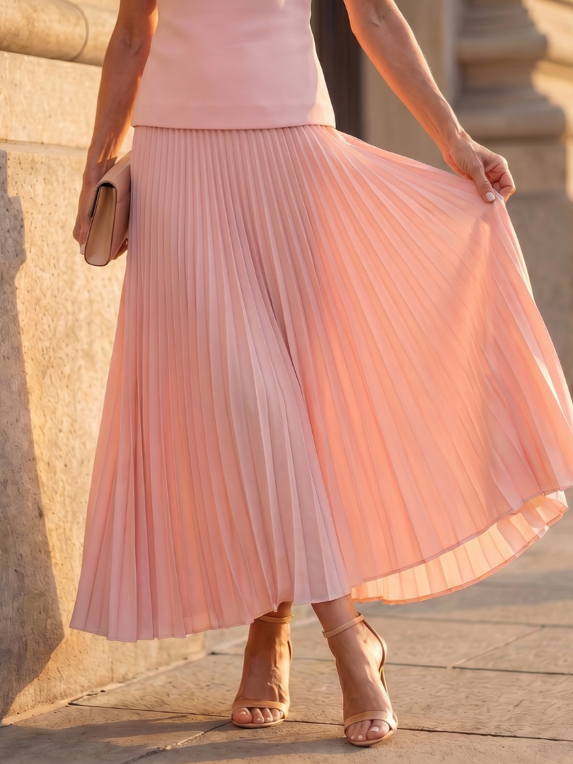 Rhodes | Midi Dress – Strukturiertes Oberteil mit Faltenrock