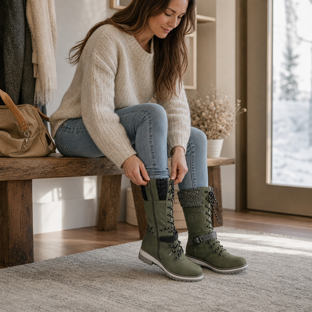 Snowbella | Kniehohe Winterstiefel mit seitlichem Reißverschluss