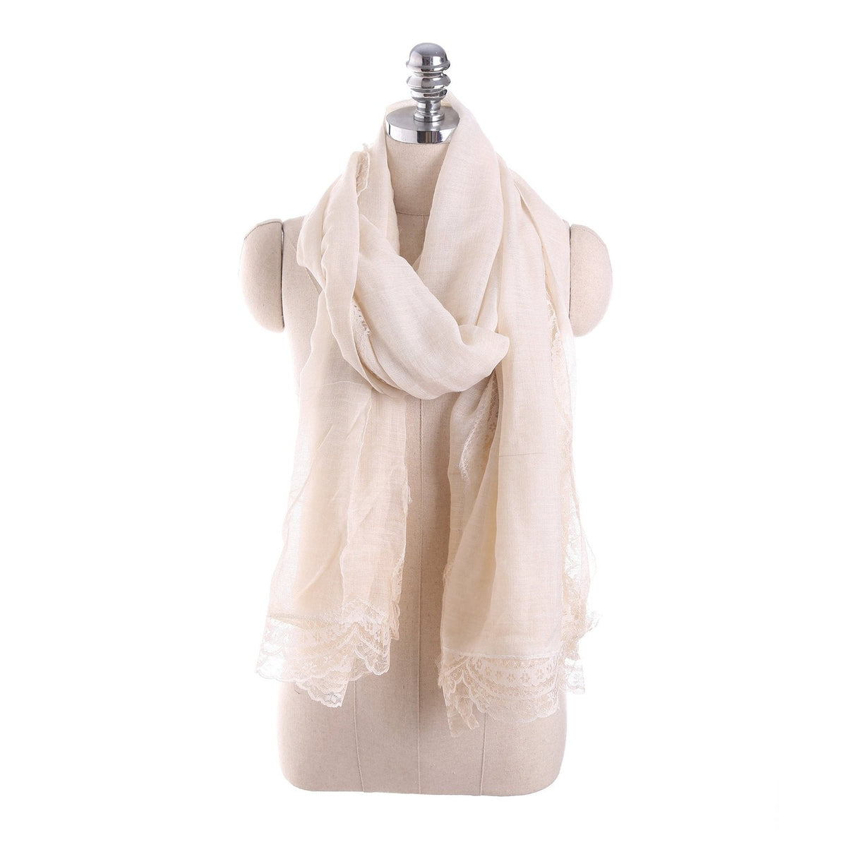 Drune | Linen Scarf with Lace Trim – Elegant Oversized Wrap
