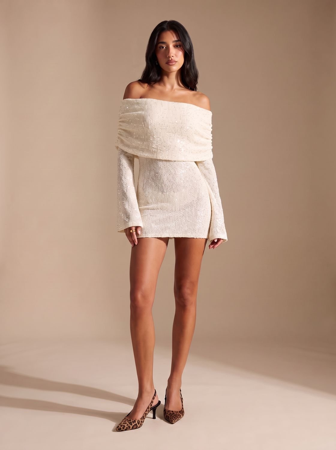 Aria | Off-Shoulder Bodycon Mini Dress mit Pailletten