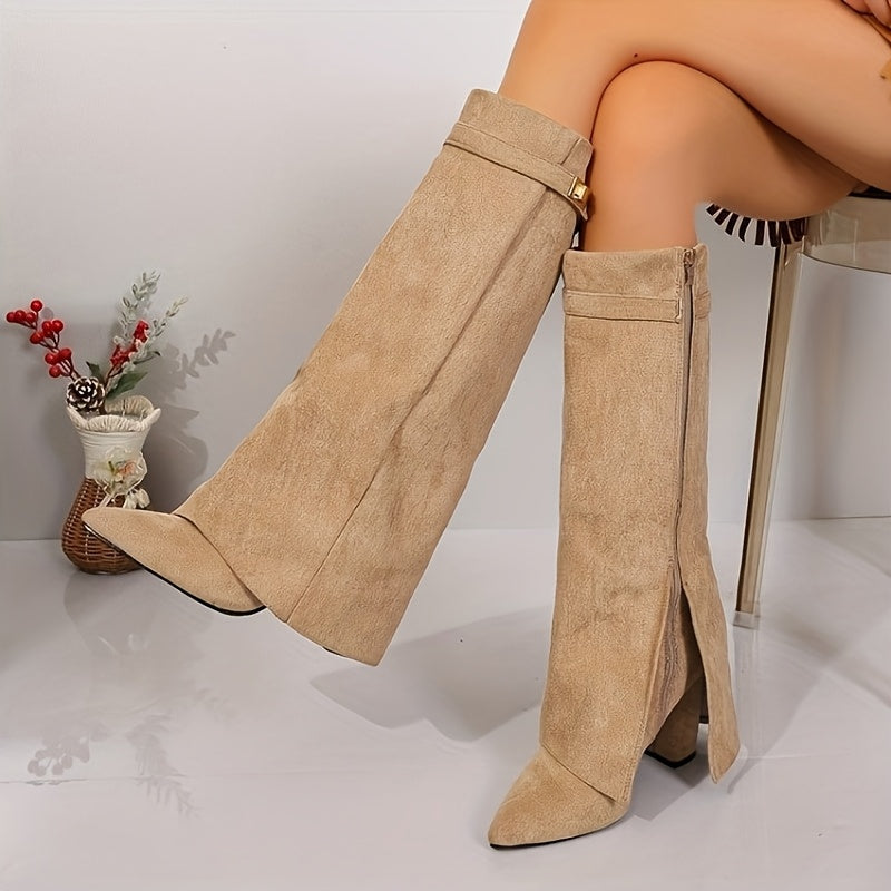 Seraphina | Elegante Kniehohe Stiefel mit Spitzer Schuhspitze