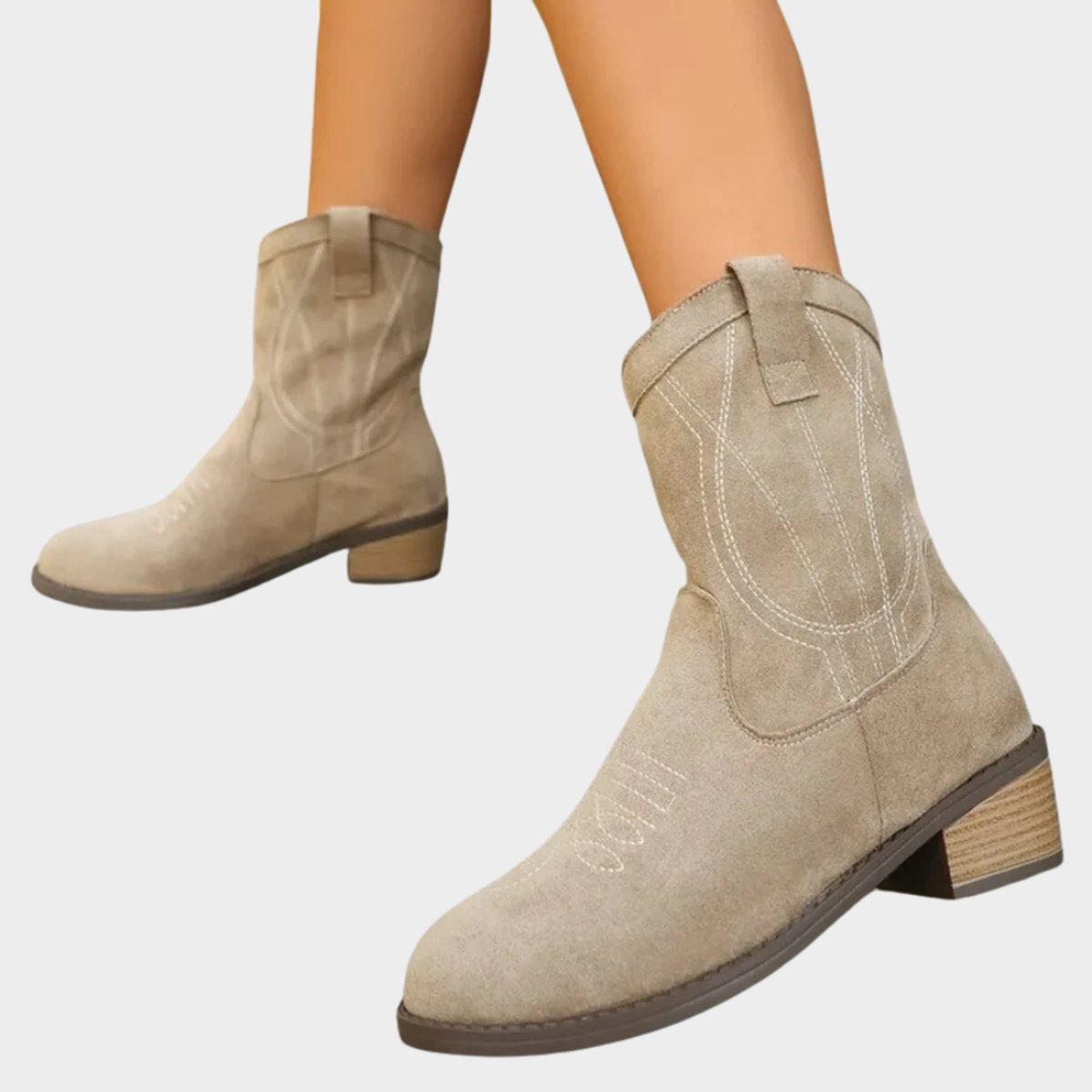 Emma | Klassischer und Bestickte Western Stiefeletten