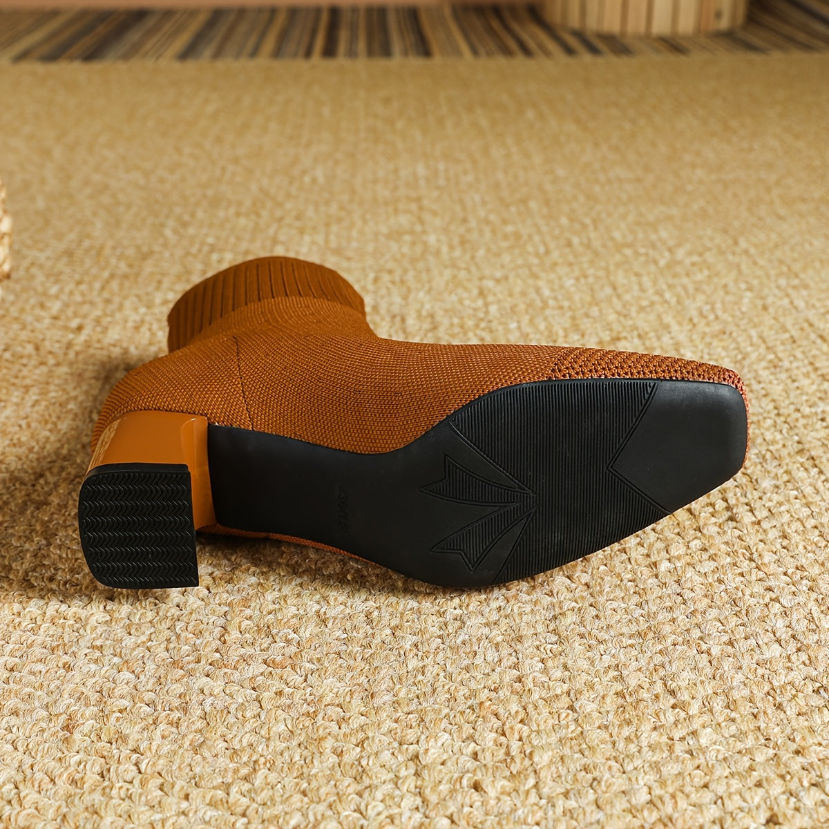Clara | Moderne Strick-Stiefeletten mit Blockabsatz