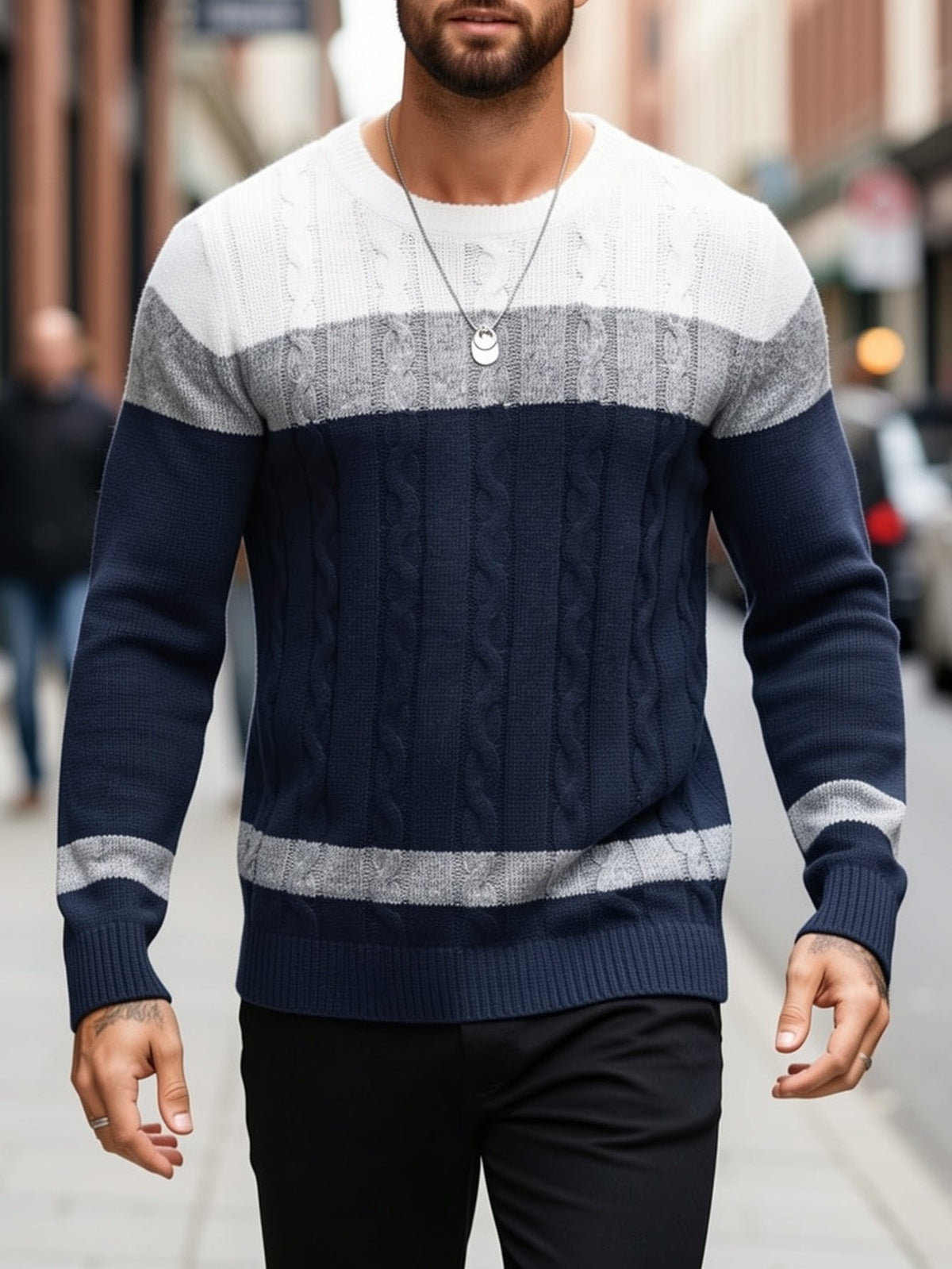 Nolan | Textured Cable-Knit Sweater – Timeless Look for Men