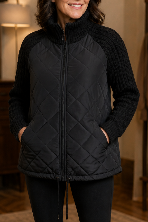 Knitpuff | Quilt Puffer Jacket met Gebreide Panelen
