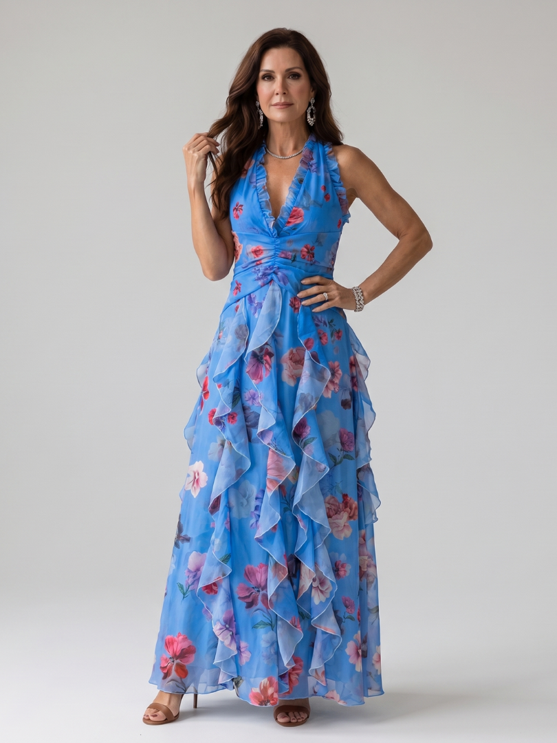 Nori | Floral Maxi Dress mit Rüschen-Bustier