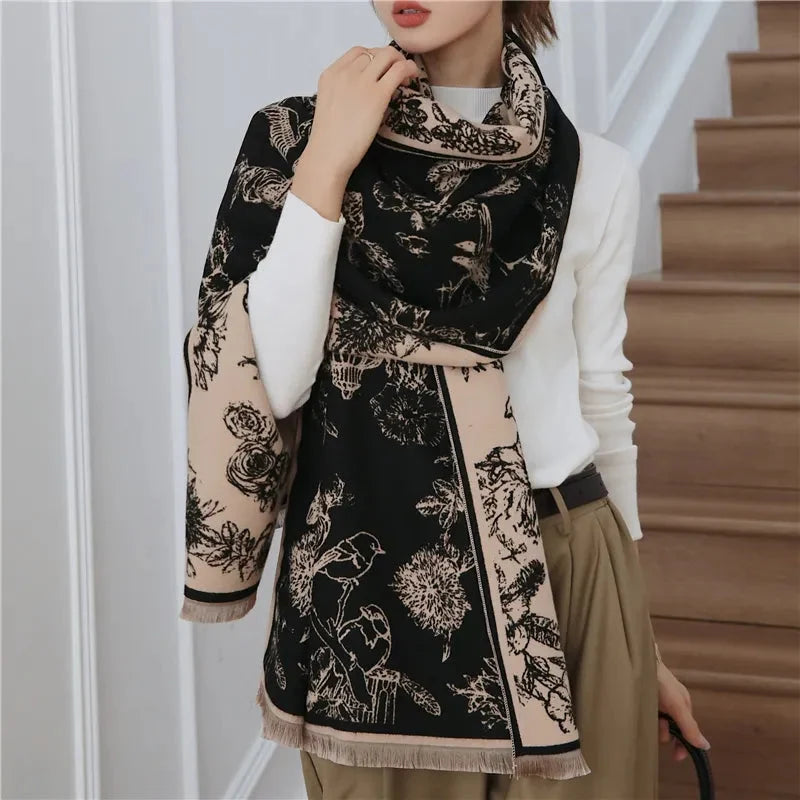 Drune | Oversized Shawl – Elegant Floral Design for Women