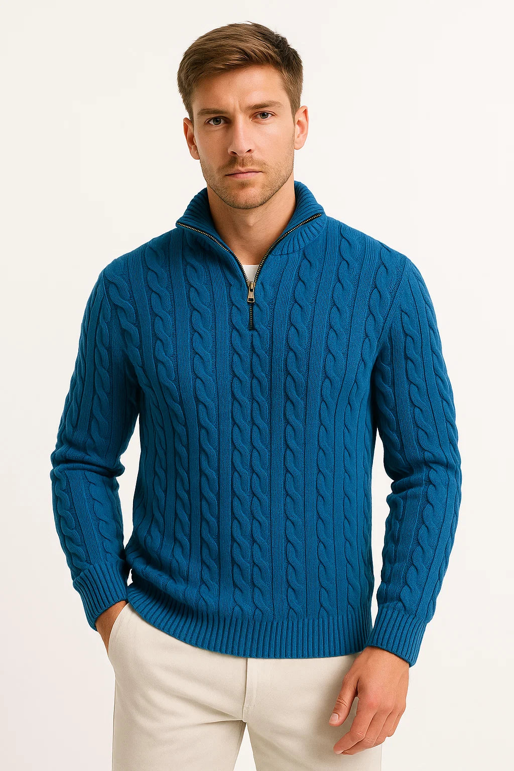 Felix | Klassischer und bequemer Herren Zopfmuster Strickpullover