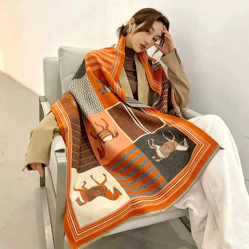 Drune | Oversized Shawl – Elegant Floral Design for Women