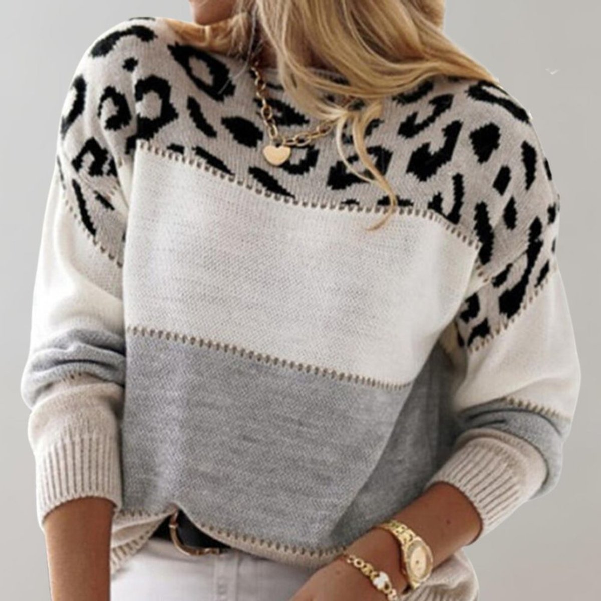 Nadine | Moderner und bequemer Strickpullover mit Leopardenmuster