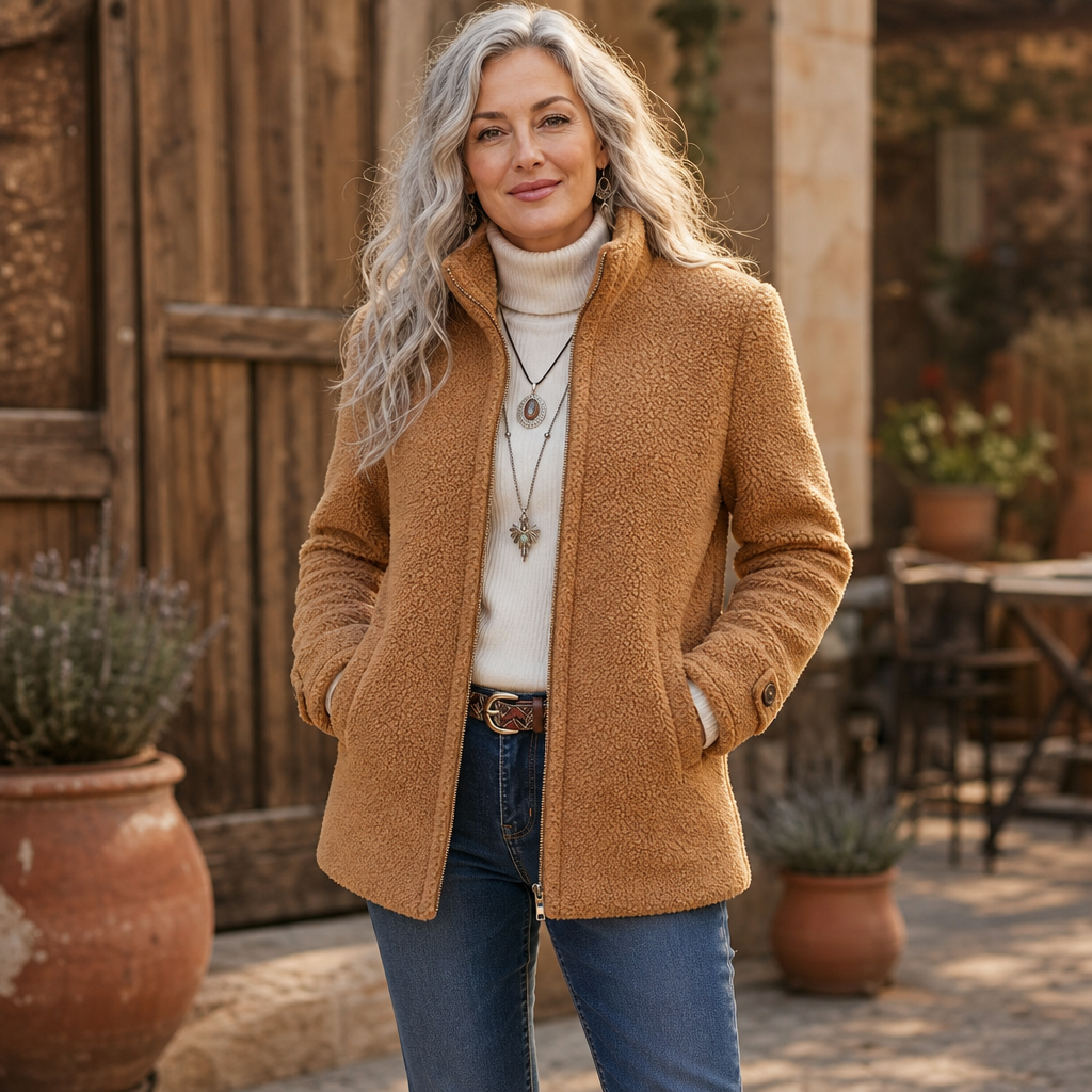 Velmora | Zip-Up Jacket – Plush Fleece-Look with High Collar