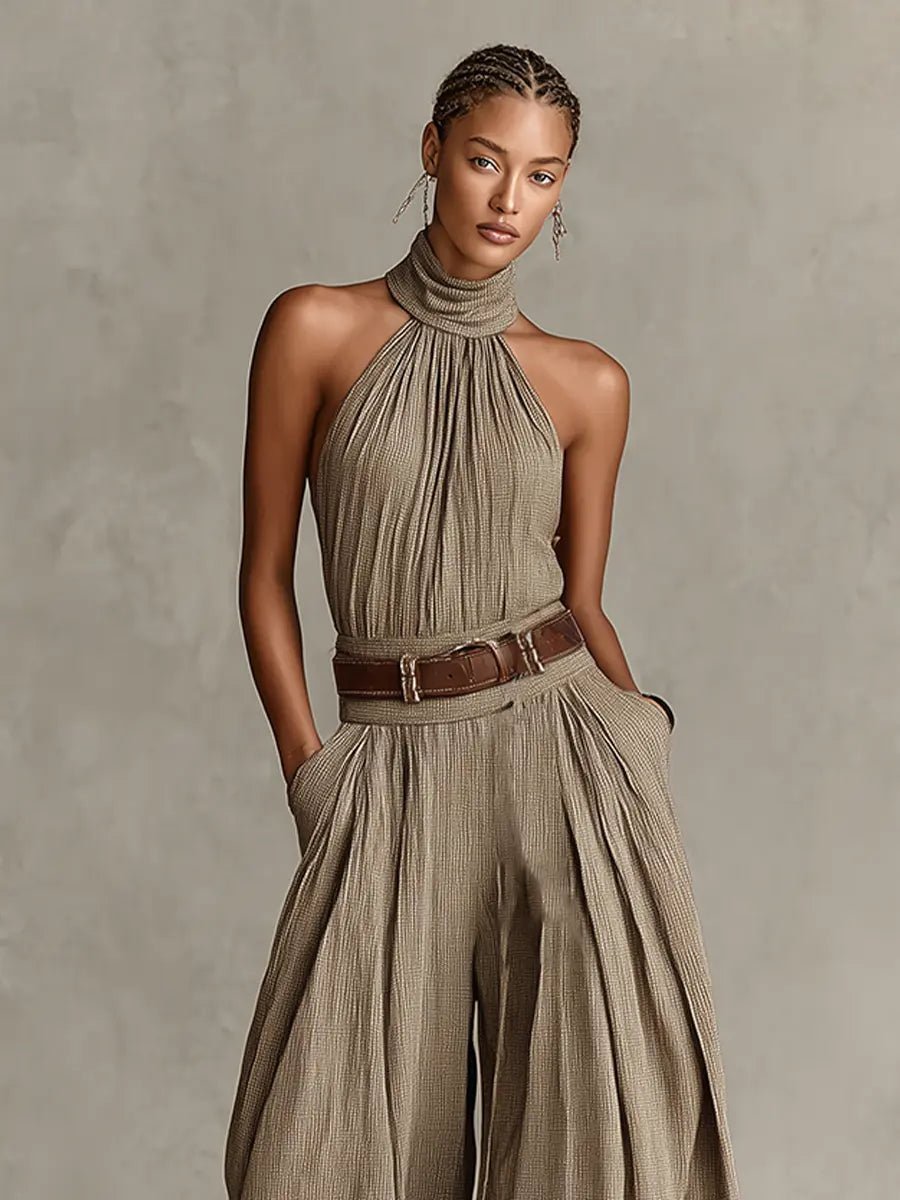 Greta | Damen Jumpsuit – Weites Bein mit Gürtel