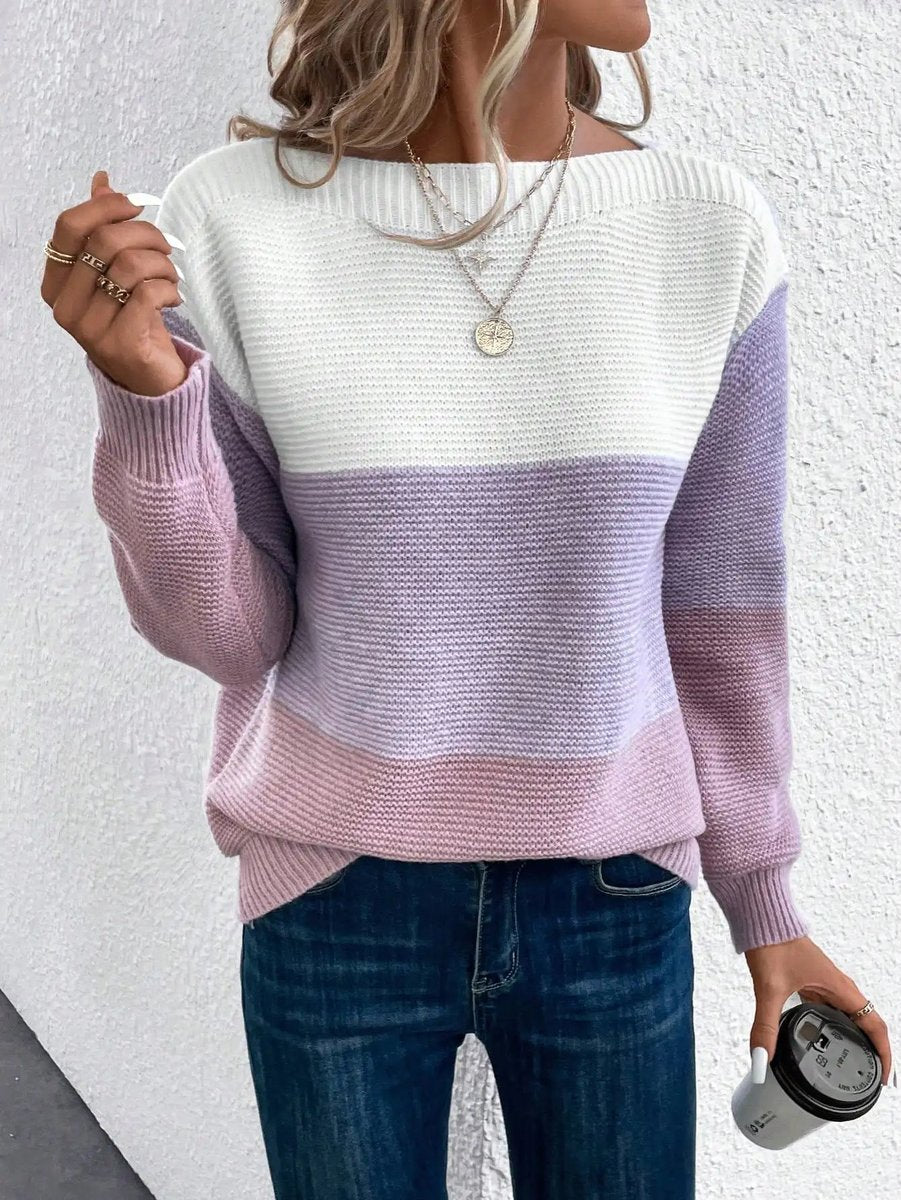 Diana | Stilvoller und lässiger Damen Farbblock Strickpullover