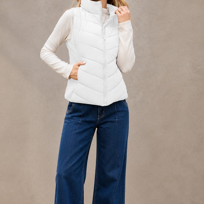Layerly | Stand Collar Quilted Puffer Vest voor Dames