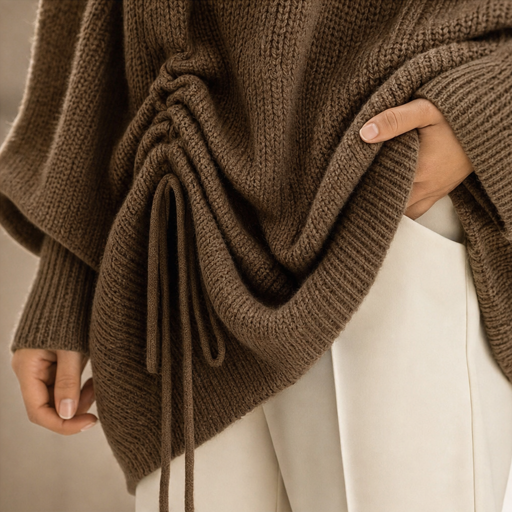 Wearbella | Oversized Knit Sweater met Zijdrawstring