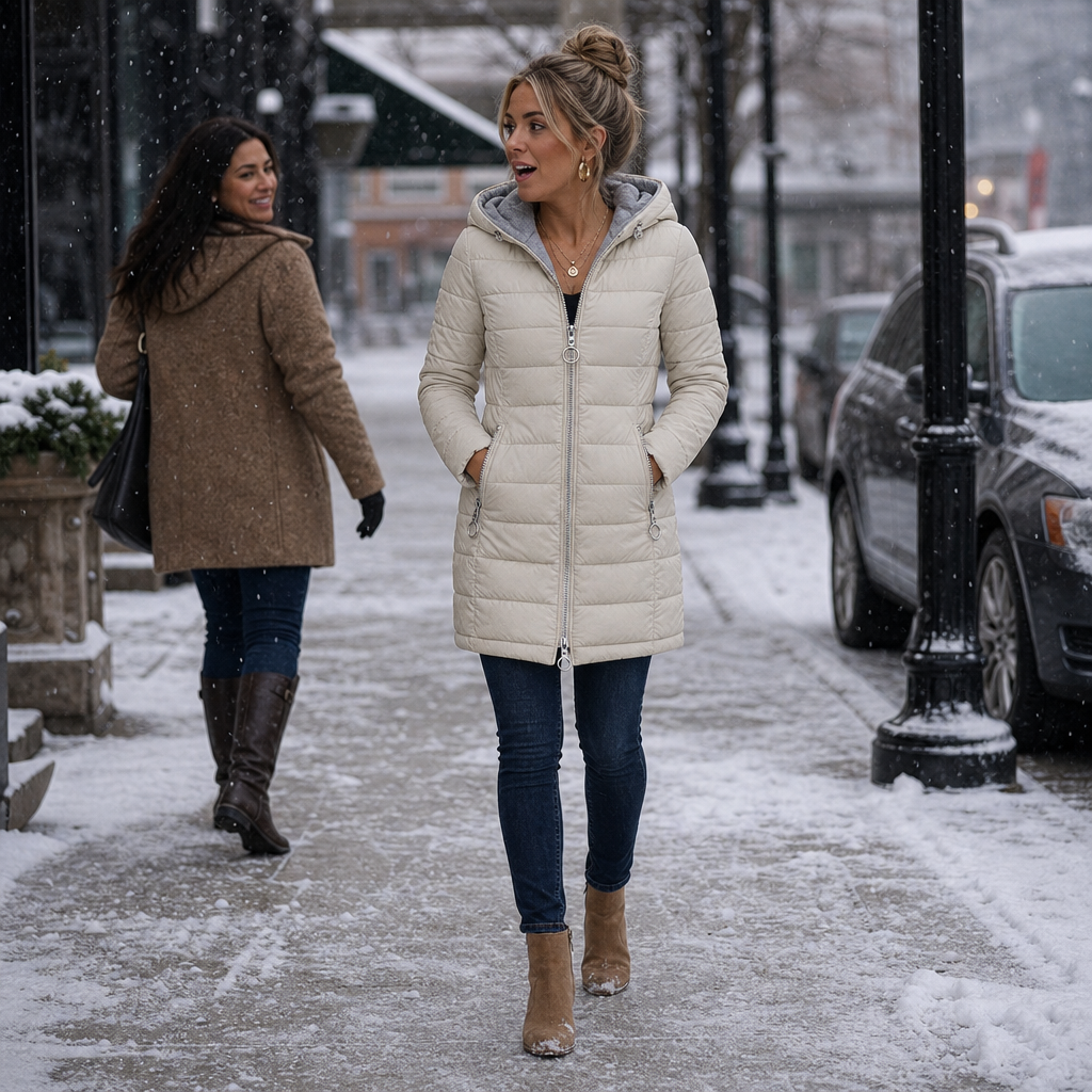 Wintervale | Hooded Longline Puffer Coat met Plush Lining