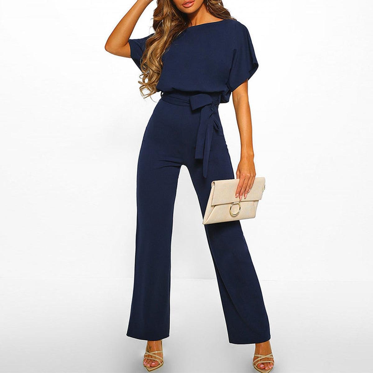 Viola | Damen Jumpsuit – Lässiger Kurzarm-Stil mit Gürtel