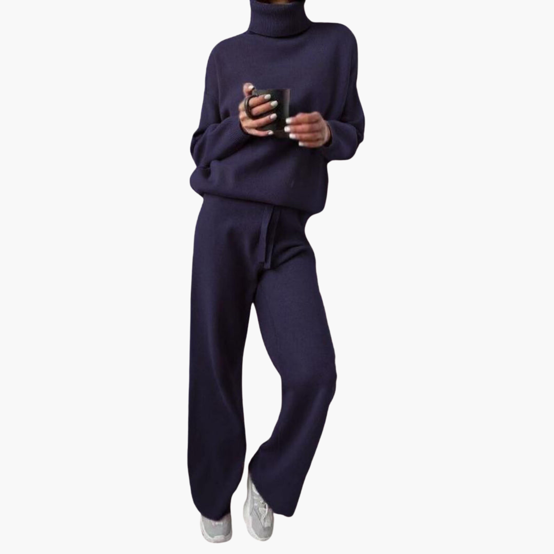 Kira | Knitted Lounge Set – Comfortable Wide-Leg Pants for Women