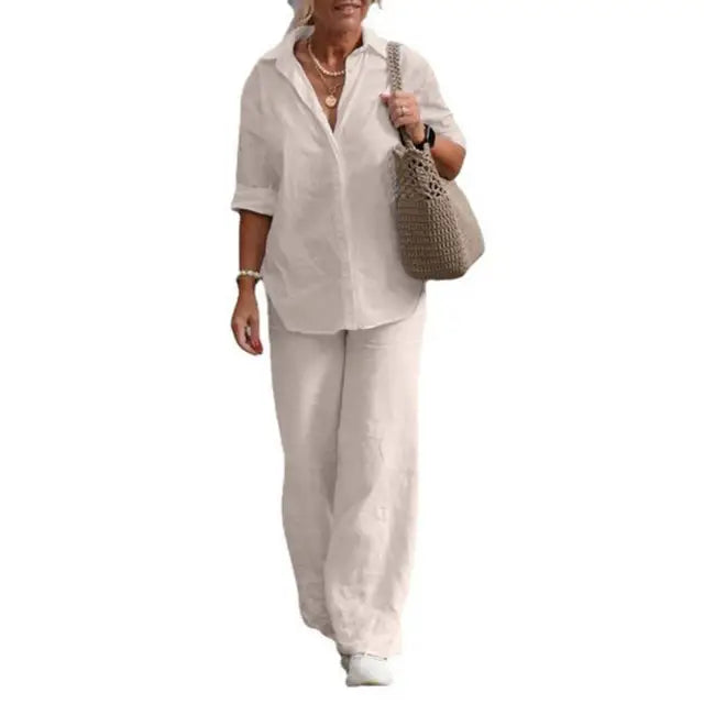 Mia | Luftiges und elegantes Damen Leinen Zweiteiler Set