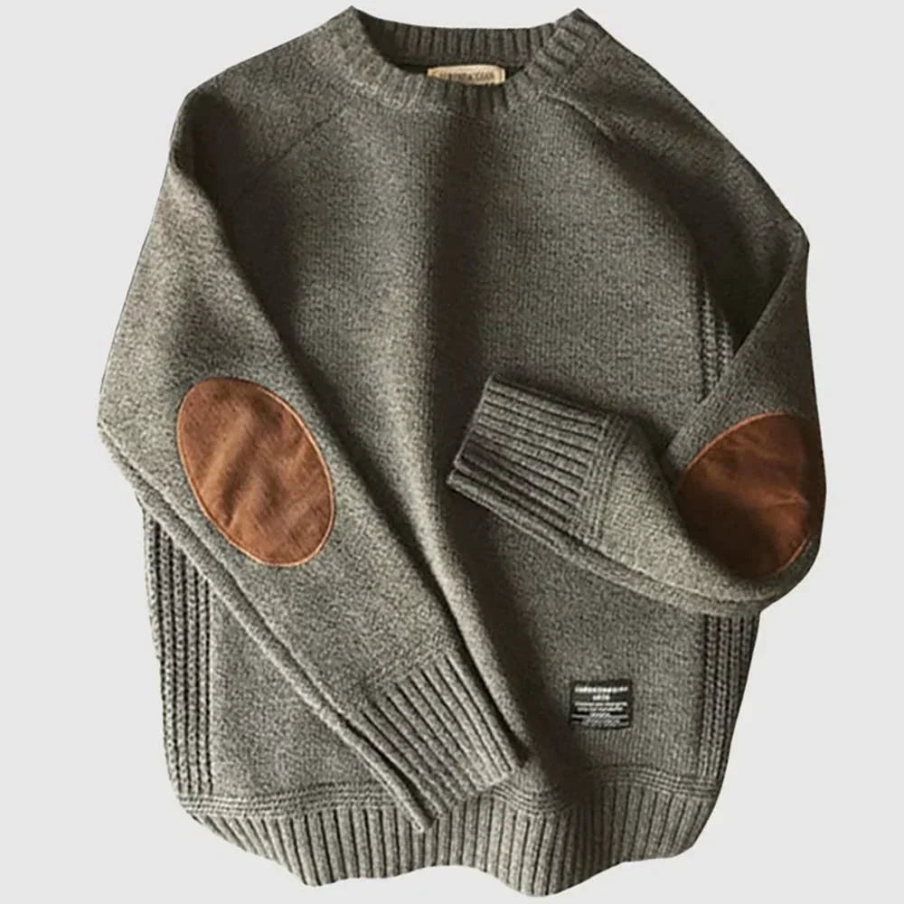 Emil | Klassischer Herren Strickpullover mit Ellbogen-Patches