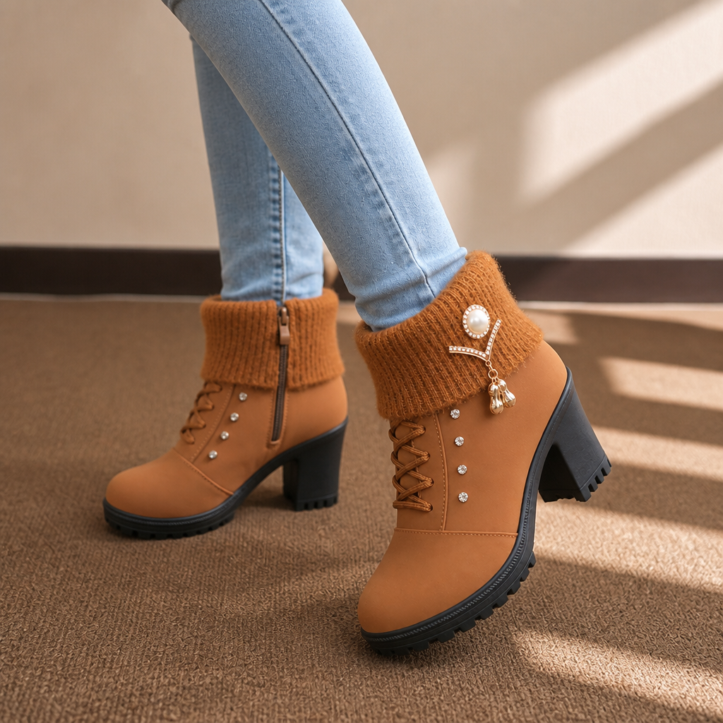 Wearbella | Fleecegefütterte Blockabsatz Stiefel für Frauen