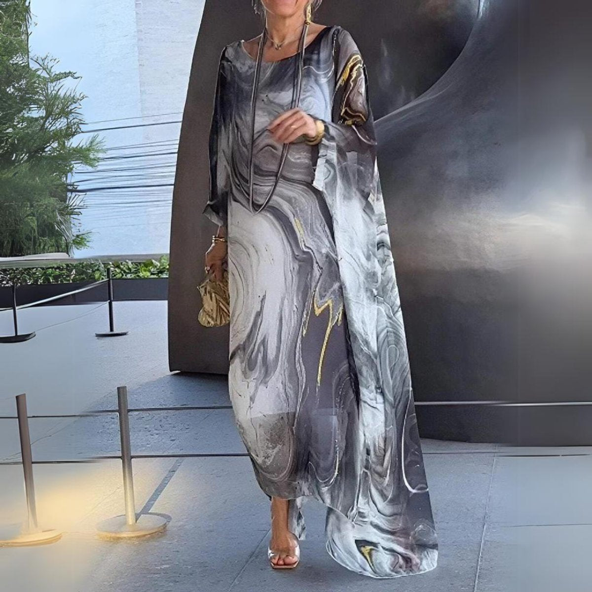 Livia | eleganten und mühelosen Langarm Maxikleid