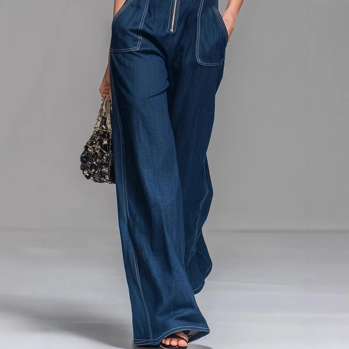 Isabella | Eleganter High Waist Denim Jumpsuit
