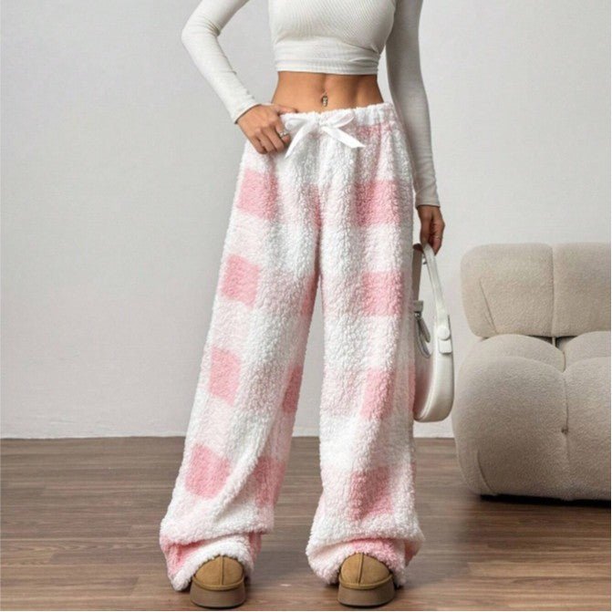 Drune | Fleece Pants – Cozy Checked Lounge Style for Women