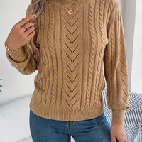Elisa | Eleganter Strickpullover mit Zopfmuster und Lochstrick