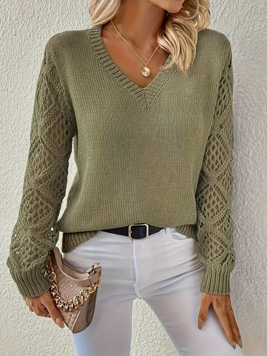 Lena | Eleganter Damen Strickpullover mit V-Ausschnitt