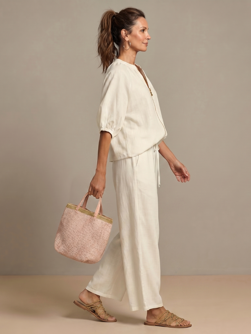 Nadia | Blouson Top Set – Leichte Bluse mit weitem Bein
