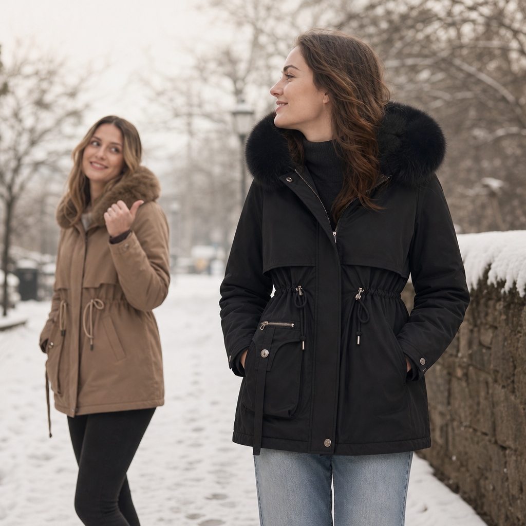Duvella | Puffer Coat met Faux Fur Hood voor Dames