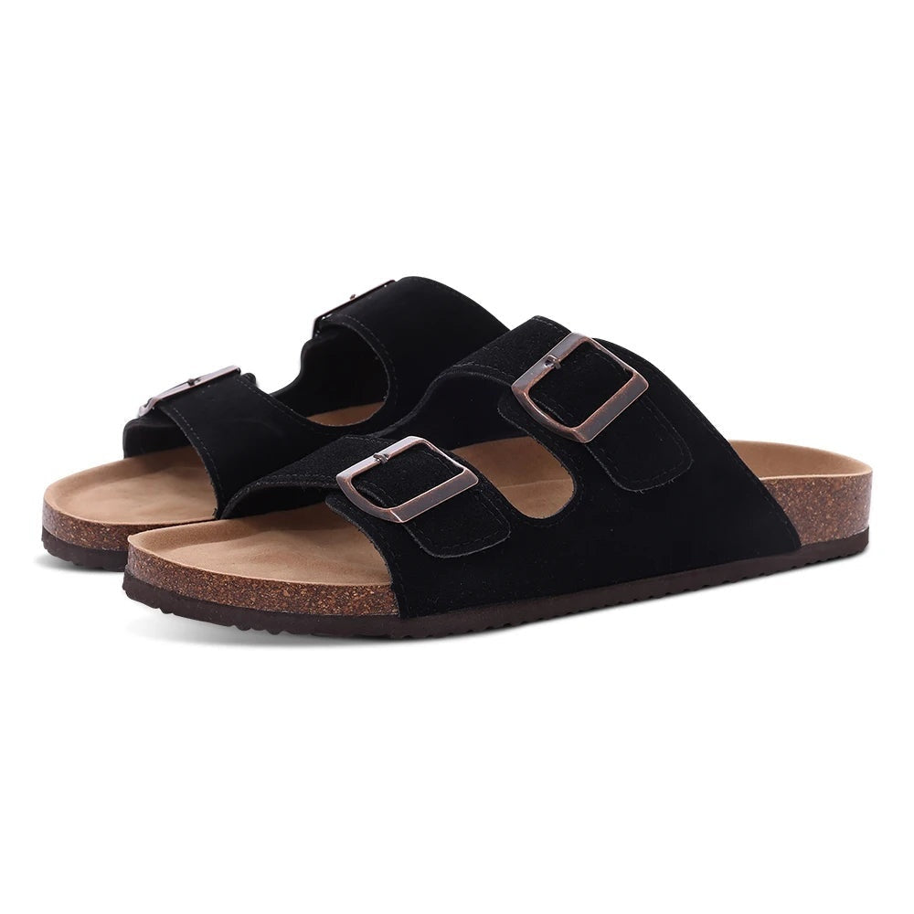Mira | Elegante Wildleder Pantoletten mit Korksohle