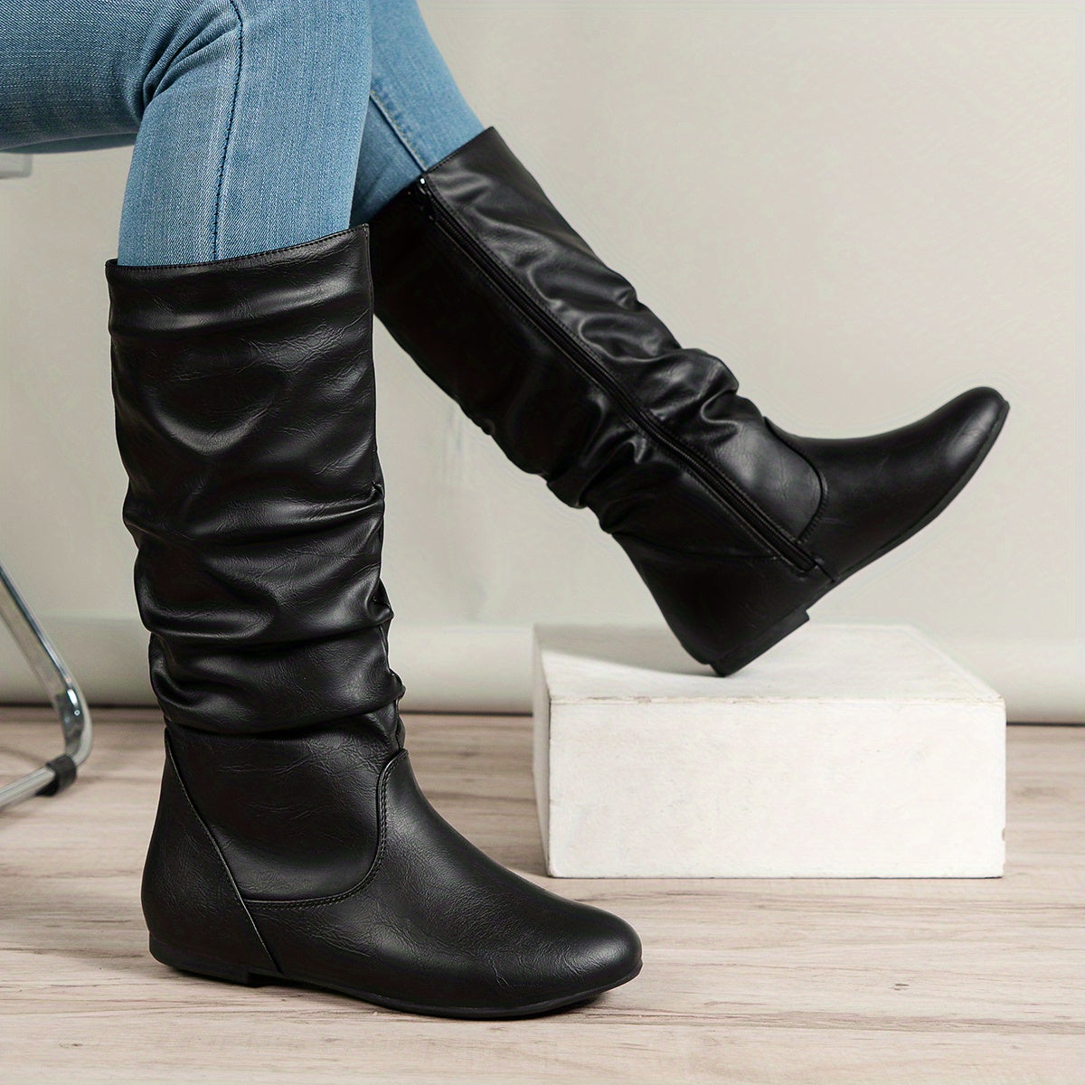 Isabella | Lässige Kniehohe Stiefel mit gerafftem Schaft