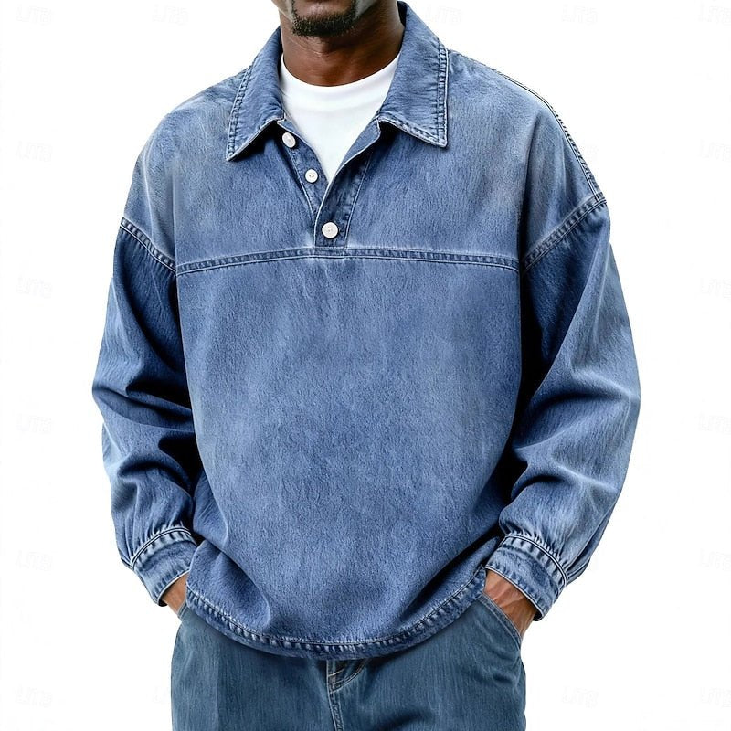 Gabriel | Washed Long Sleeve Polo Shirt für Männer