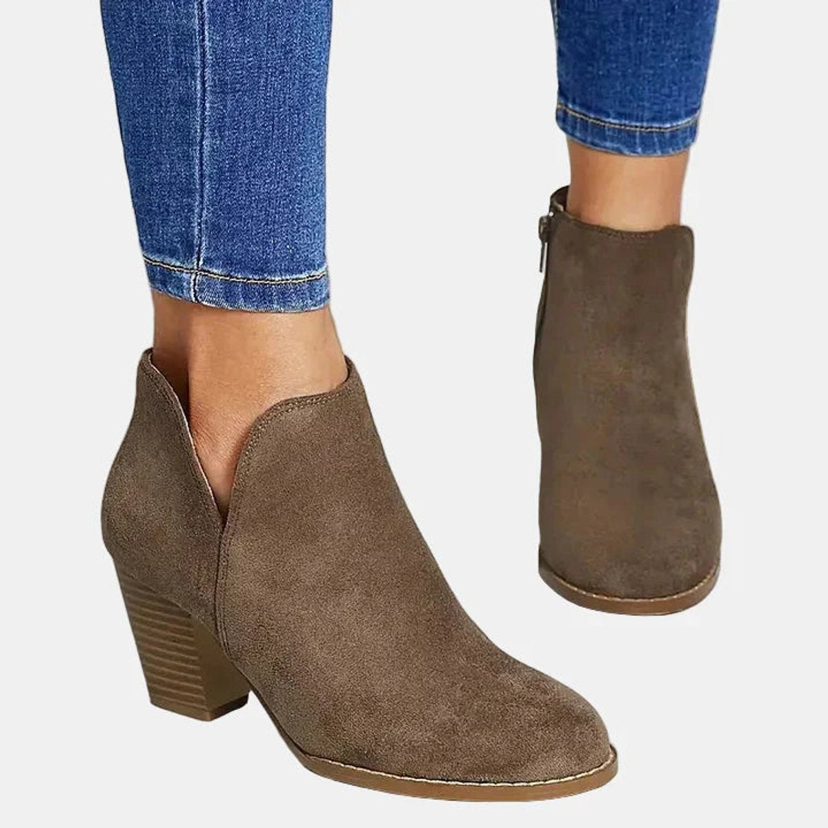 Seraphina | Elegante Veloursleder Stiefeletten mit Blockabsatz