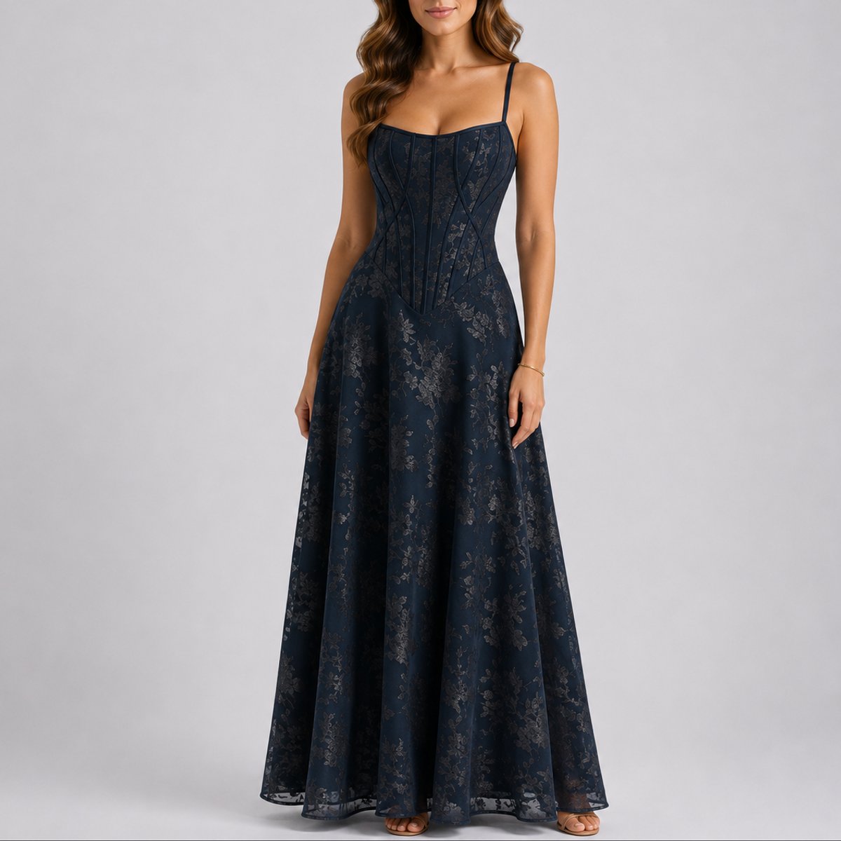 Sophia | Florales Und Elegantes Korsett-Maxi Hochzeitskleid