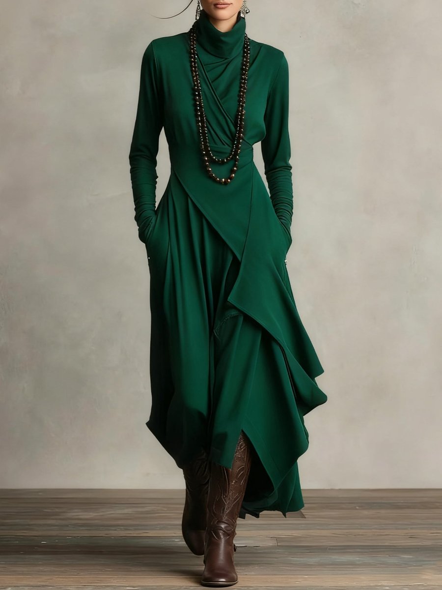 Vanessa | Modernes und Bequem langen Ärmeln Maxikleid