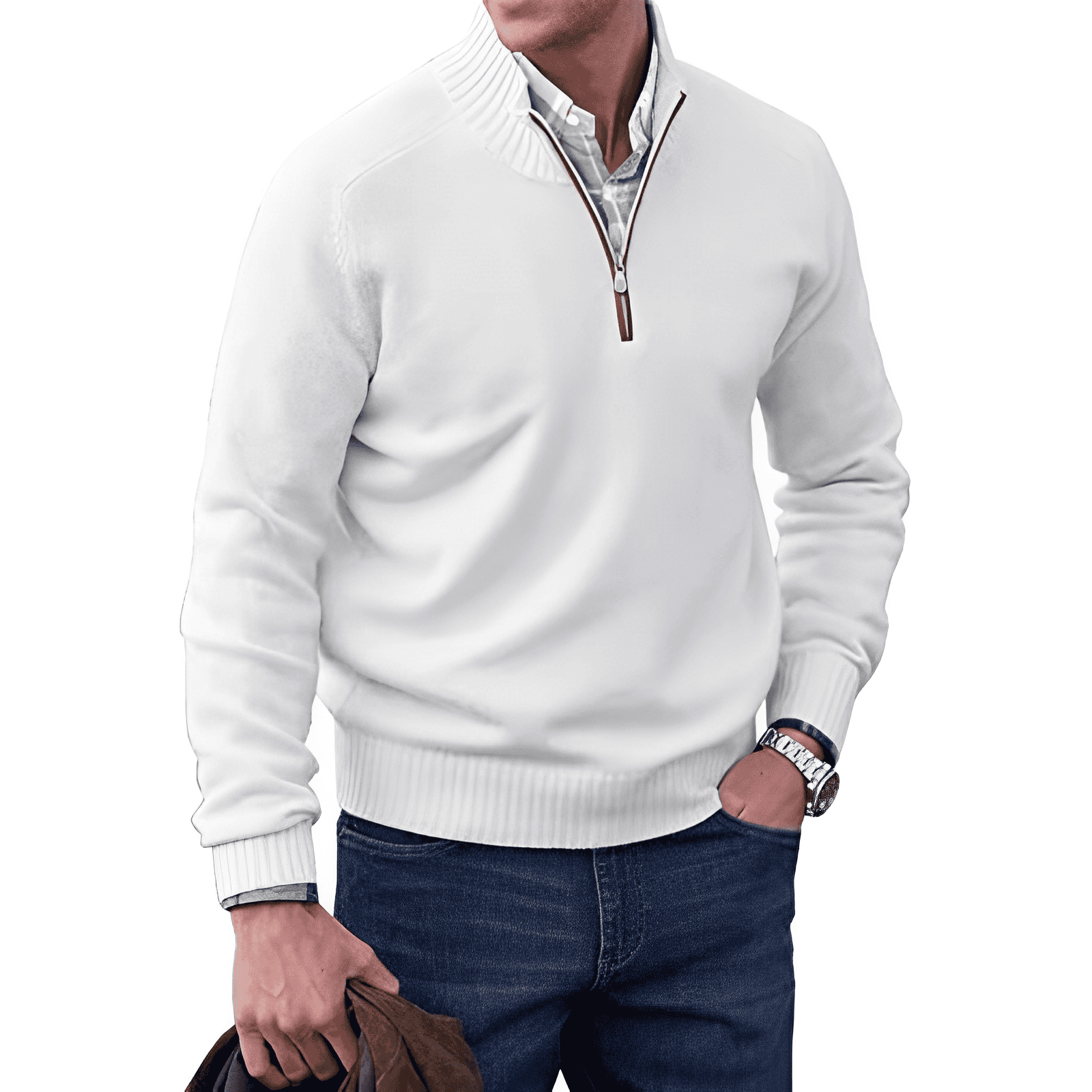 David | Cashmere Sweater – Eleganter Zip-Up Stil für Herren