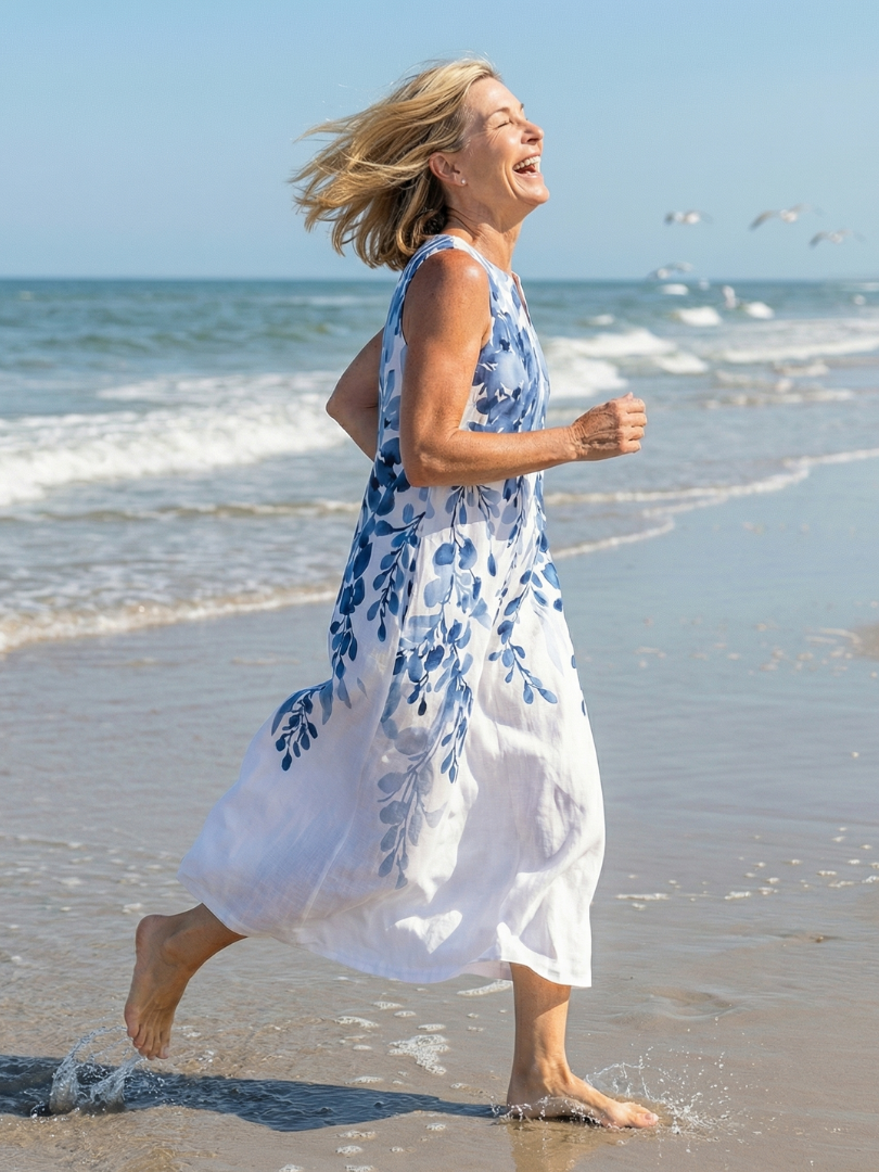 Azura | Maxi Kleid – Fließender Schnitt mit Botanischem Druck