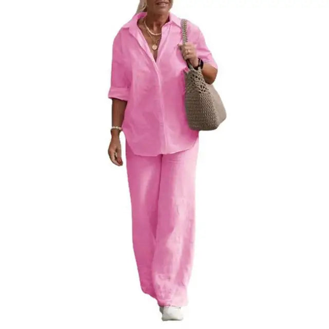 Mia | Luftiges und elegantes Damen Leinen Zweiteiler Set